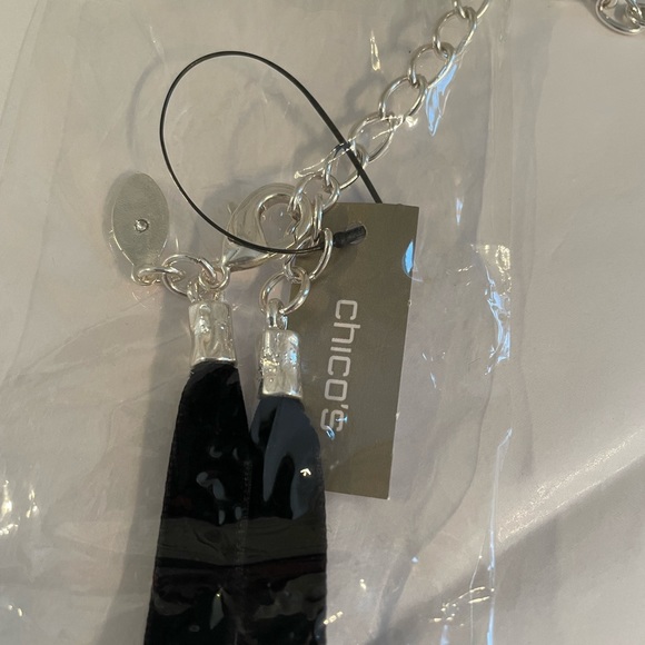 Chico’s Arlo black velvet and silver tone necklace 28” with 4” extender NWT - Picture 6 of 7